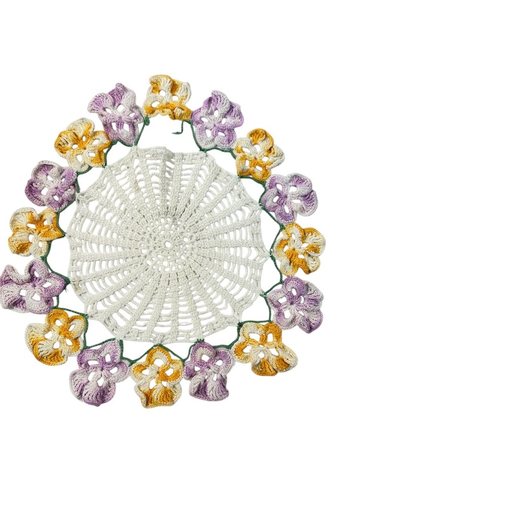 Handmade Crocheted Doilies, Floral Lace‎ Table Centerpiece Decor, Set of 2